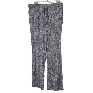 Knox Rose Women’s medium Pull On Pants Boho Artsy Blue White crinkle rayon